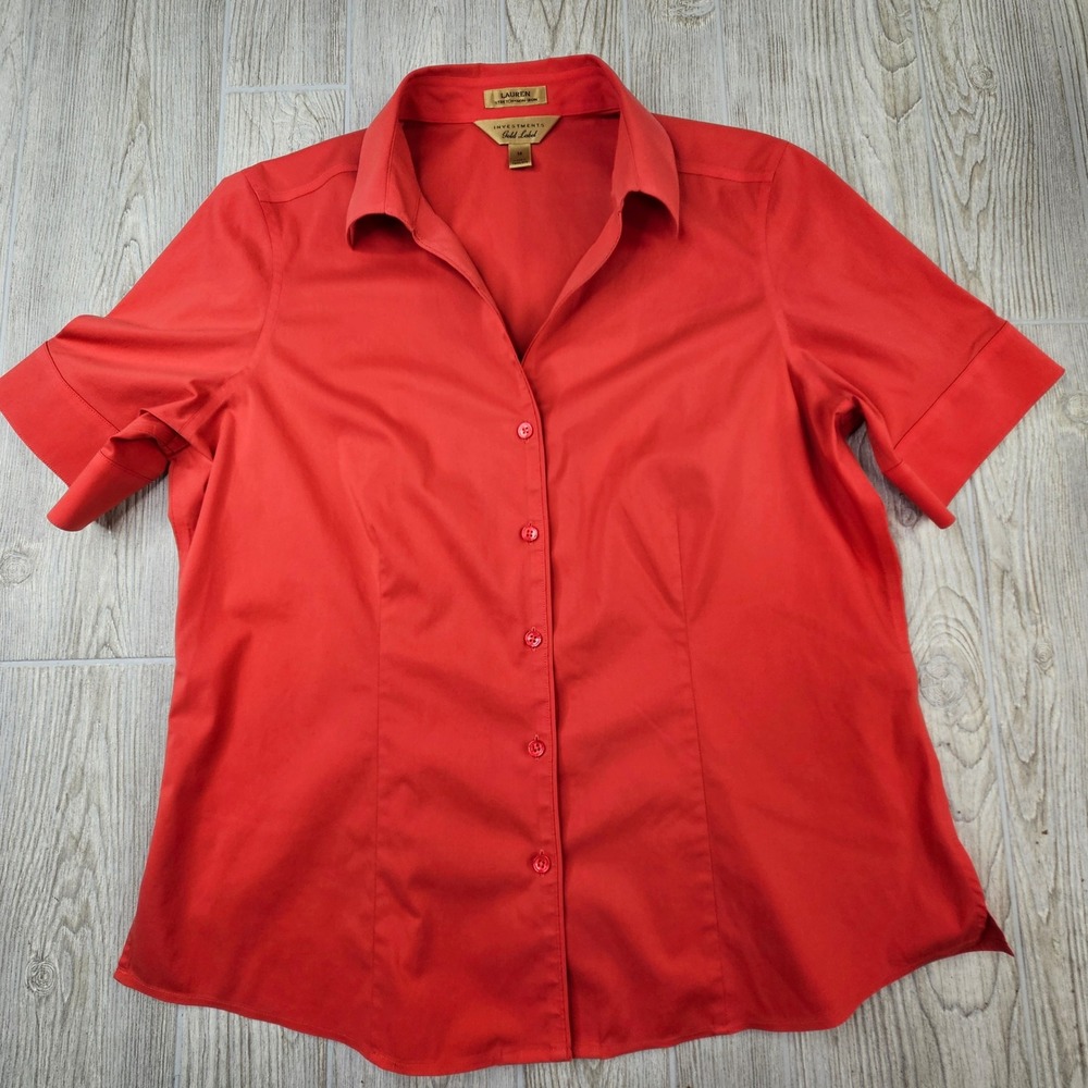 Investments Gold Label Lauren Red Short Sleeve Non-Iron Button Down Shirt 14